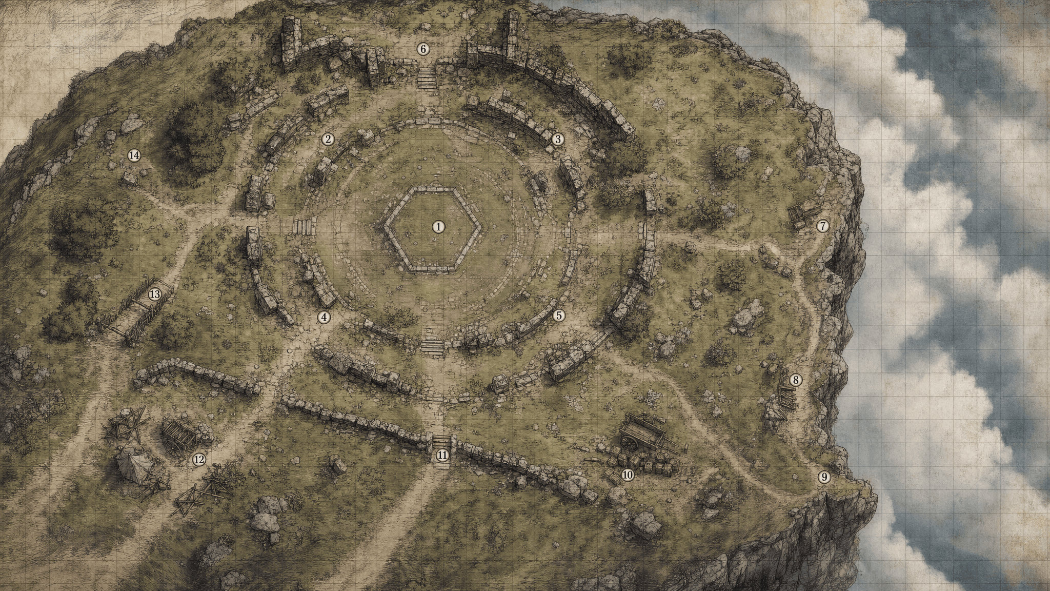 Fantasy environment artwork representing a generated battlemap